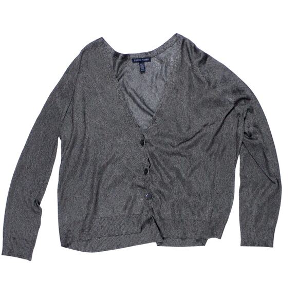Eileen Fisher Sweaters - Eileen Fisher cardigan sweater italian yarn metallic gold brown lightweight XS